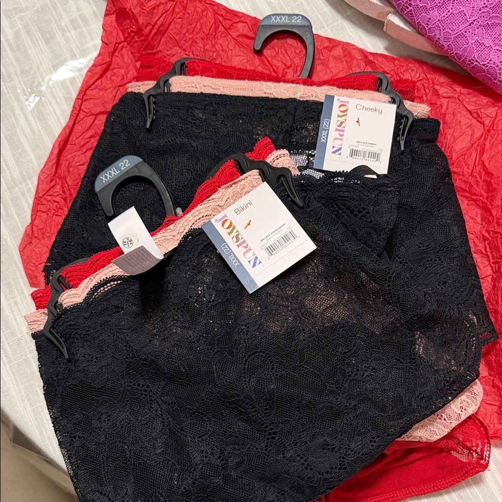 Lace Panty Set in Black and Red